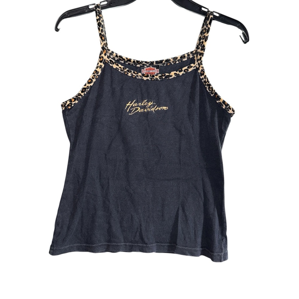 Harley-Davidson Women’s Black Camisole with Leopard Trim Size Large
